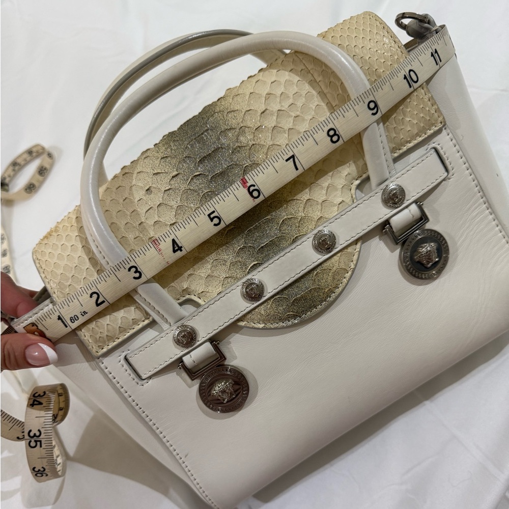 Versace White Python Print Handbag - Picture 5 of 8